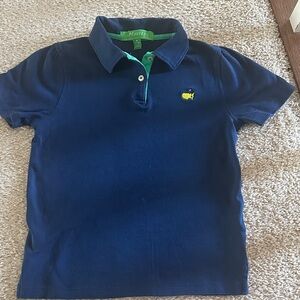 Masters Kids Navy Polo with Green Interior and Yellow Logo